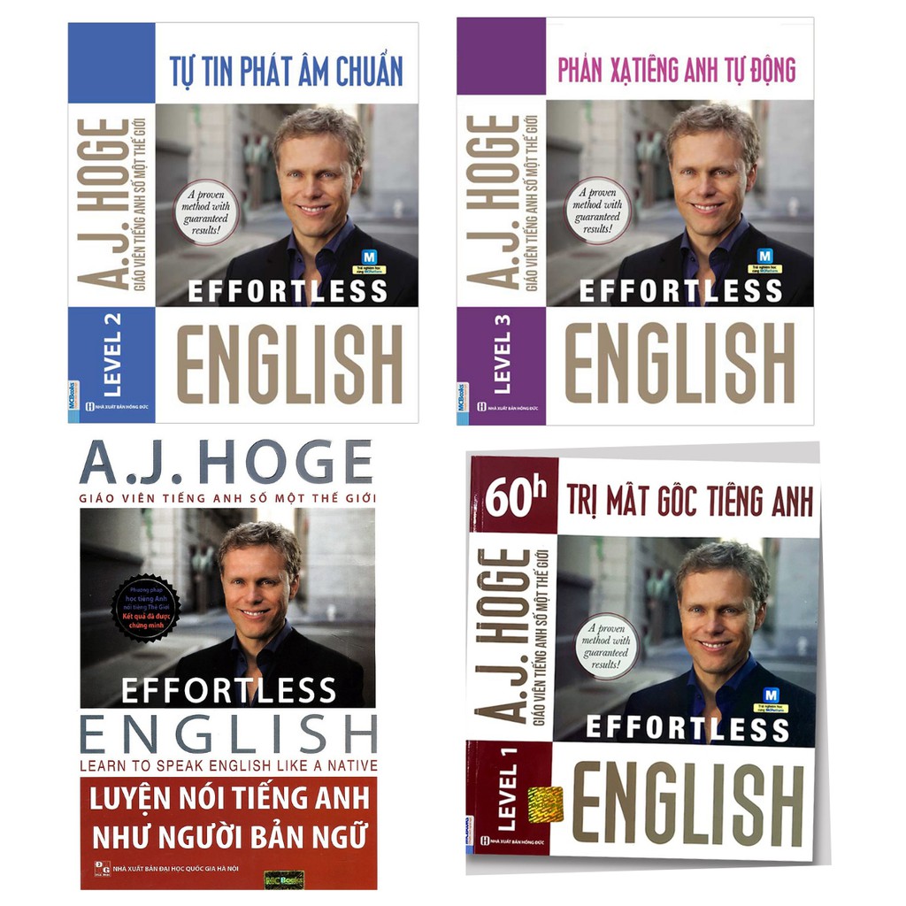 Sách - Combo Trọn Bộ 4 Cuốn Effortless English - Phương Pháp Học Tiếng Anh Giao Tiếp Hiệu Quả Nhất (tặng kèm bookmark )