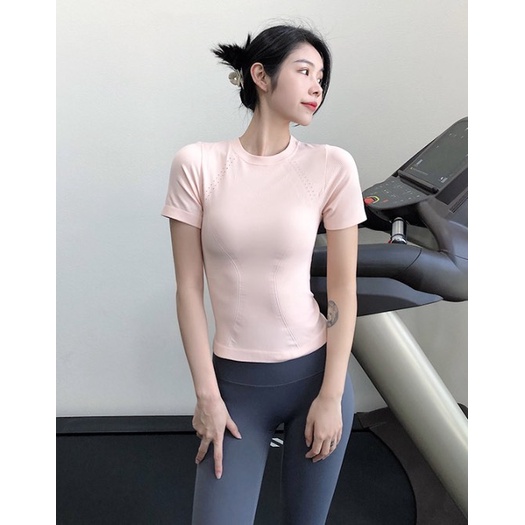 Áo tập gym yoga nữ vải dệt kim thấm hút mồ hôi Bin Sports A187