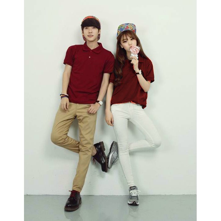 ÁO THUN PO LO MÀU ĐỎ NAM / NỮ CỘC TAY CỔ BẺ 8ĐĐU2