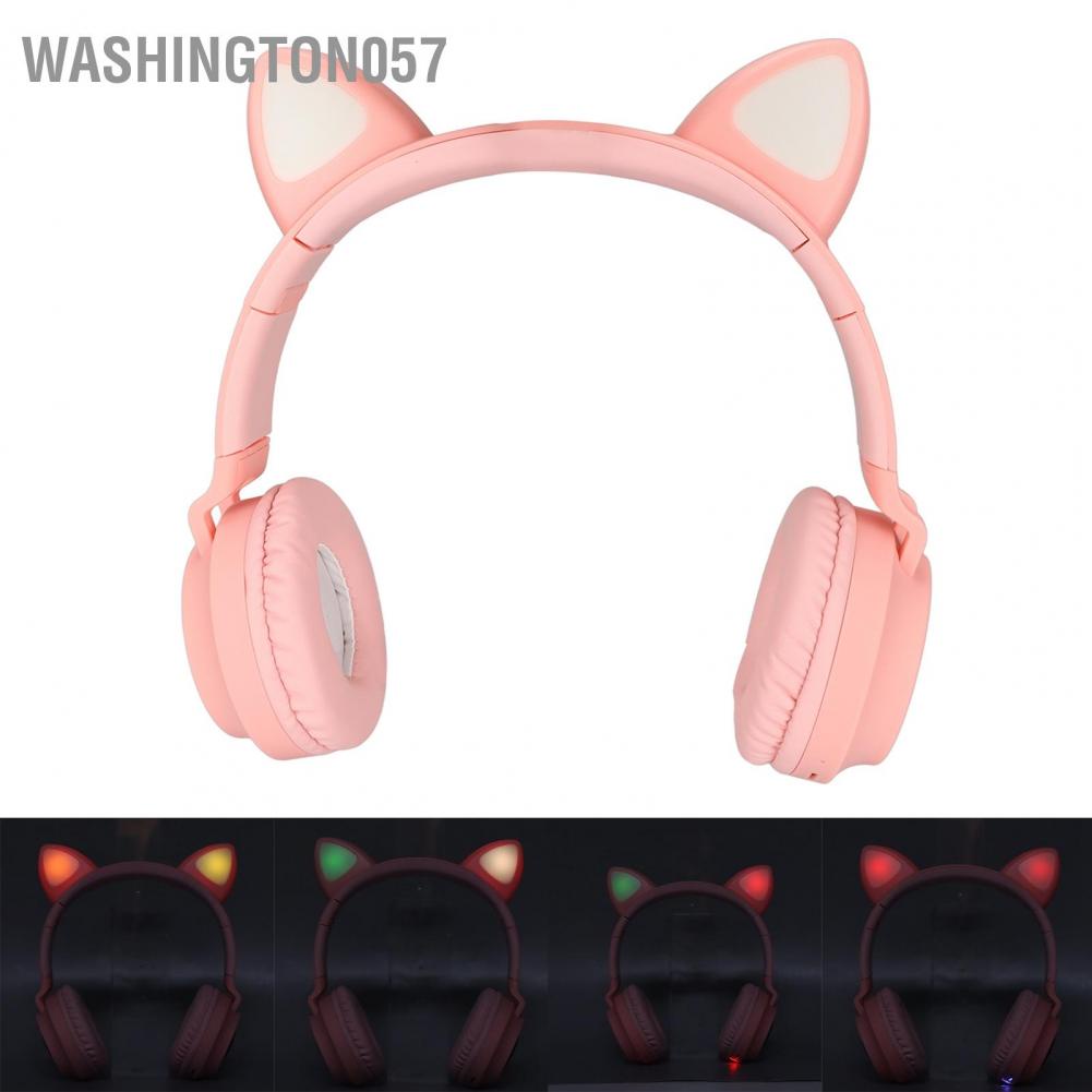 Hàng Hot Tai nghe chơi game tai mèo Âm trầm sâu Đèn LED có thể gập lại dễ thương với bịt mềm Hàng giao ngayWashington057