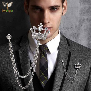 Cài áo hình vương miện đính đá phong cách cổ điển dành cho nam