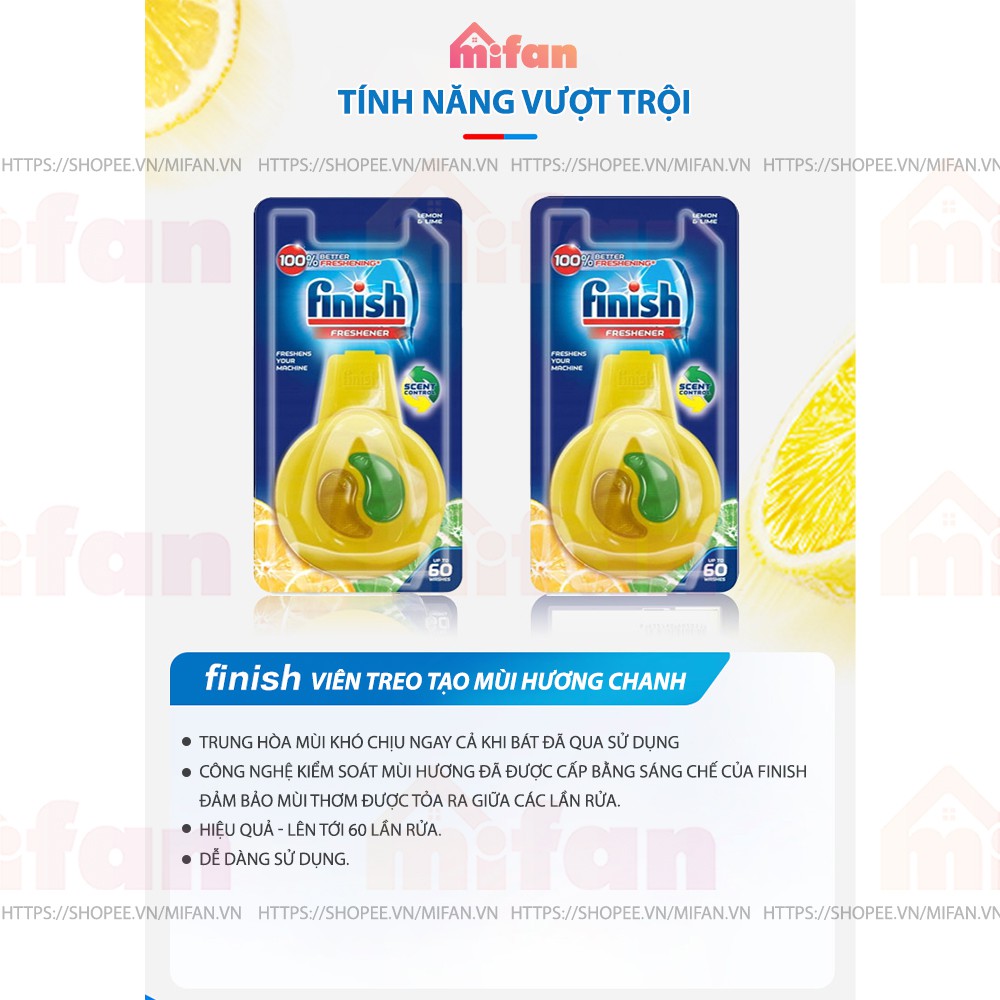 Viên Treo Khử Mùi Hôi Máy Rửa Bát FINISH - Tạo Mùi Hương Chanh Hương Tự Nhiên Tươi Mát  - Mifan Nhập Khẩu Chính Hãng