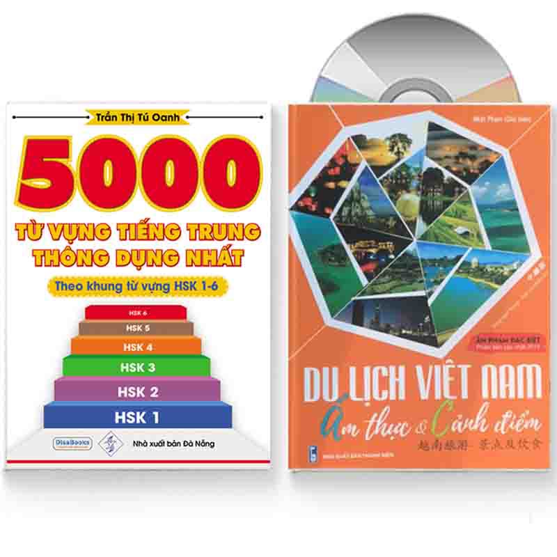Sách - Combo: 5000 từ vựng tiếng Trung thông dụng nhất + Du lịch Việt Nam – Ẩm thực và cảnh điểm + DVD quà tặng