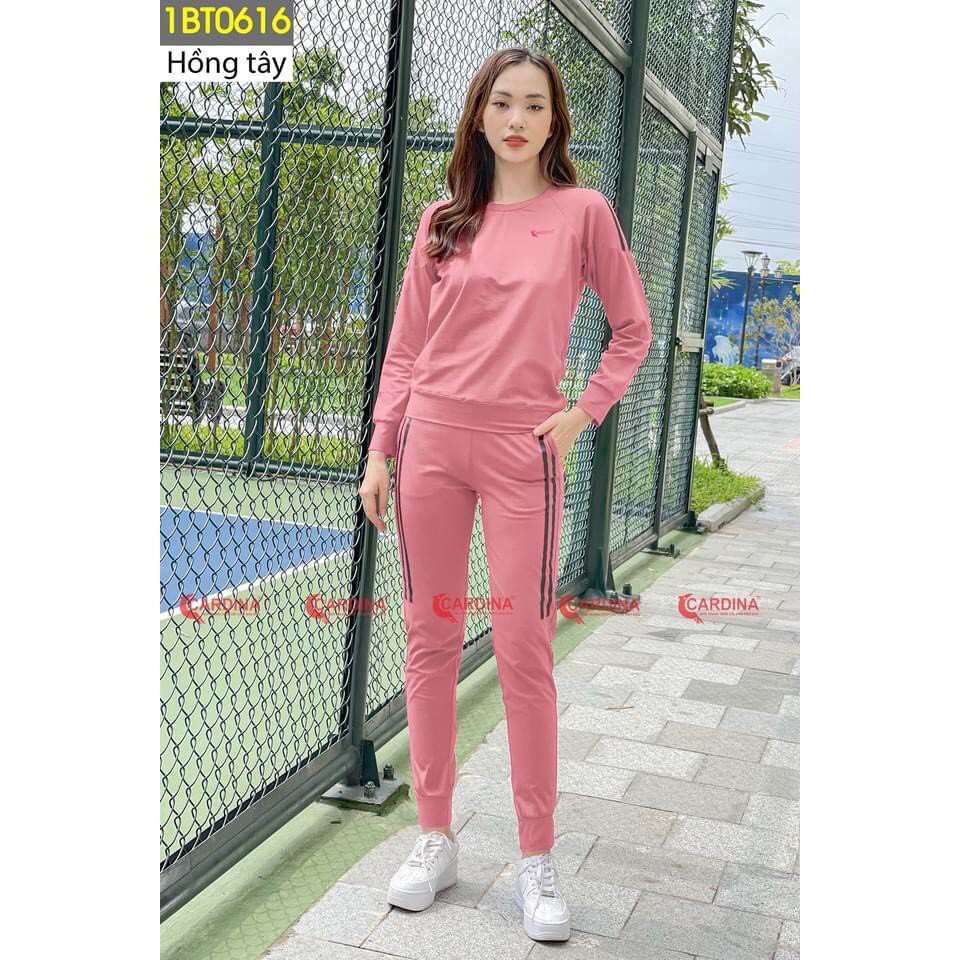 Đồ bộ mặc nhà CARDINA, Quần bo gấu, Áo Dài tay vải Cotton Cao Cấp Tôn Vóc Dáng Thể Thao, Năng động, Trẻ Trung, Giá tốt