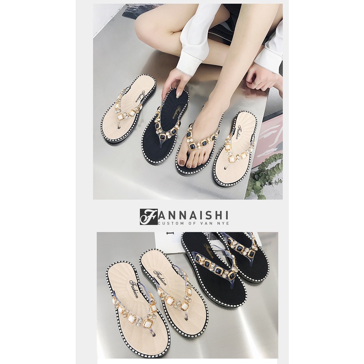 Dép MS Ls22041212 xỏ ngón đính đá thời trang mùa hè dành cho nữ