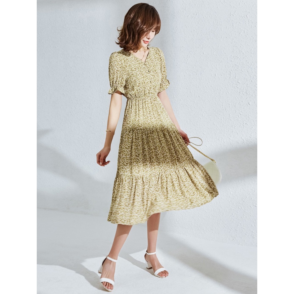 Váy Hoa Nhí Đầm Voan Dáng Dài đẹp dễ thương dáng xòe phong cách Vintage