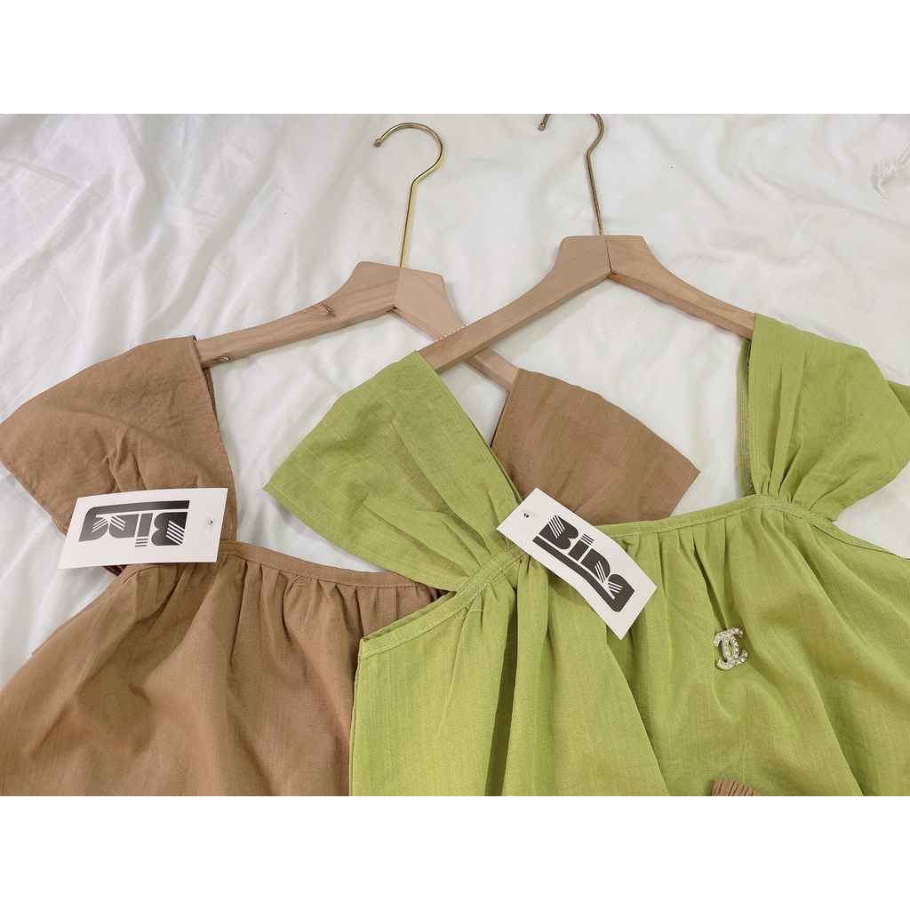 Set bèo nữ - bộ đũi bèo 2 dây bản to phối chun ngực basic form rộng Bingshop