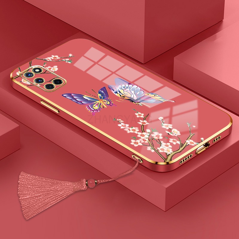 ốp lưng oppo a52 a92 Ốp Điện Thoại Silicon Họa Tiết Bươm Bướm Kèm Dây Đeo Cho oppo a52 a92