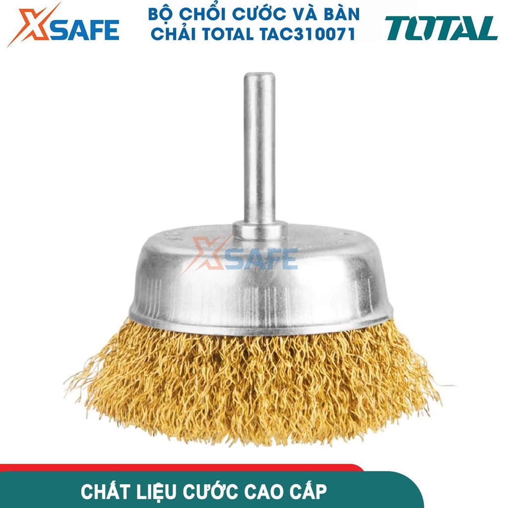 Bộ 7 bánh cước và chổi TAC310071 gồm chổi cước, bàn chải thép, bánh cước nhiều kích thước, dùng chà, mài nhẵn, tẩy cặn