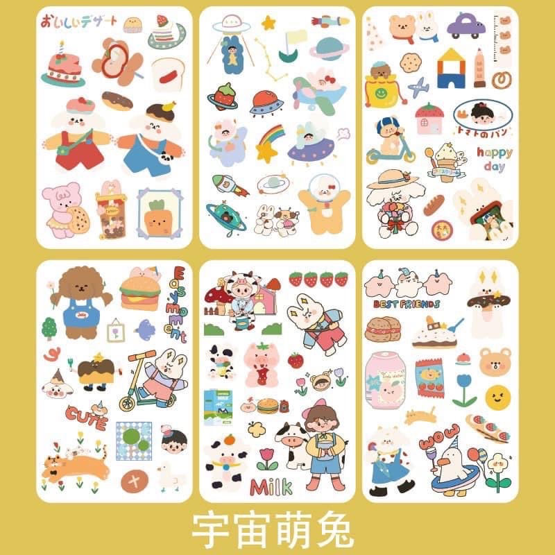 Set 6 Tấm Sticker Trong Dễ Thương - Giao Mẫu Ngẫu Nhiên