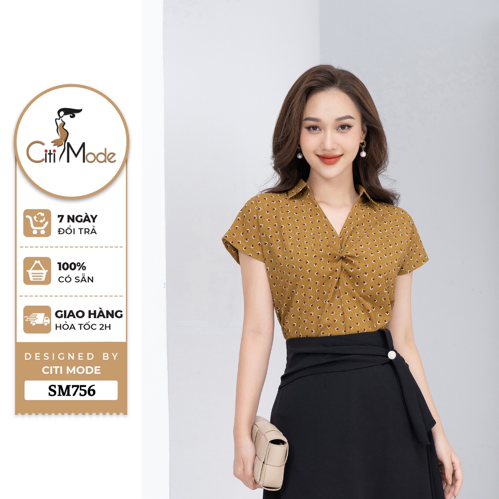 Sơ mi công sở nữ CITI MODE FASHION màu vàng thiết kế phối tay cánh dơi SM756