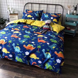 Bộ ga gối cotton poly mẫu khủng long xanh