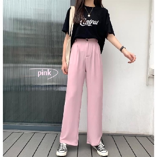 SC Quần Tây Công Sở Ống Rộng Dáng Suông Lưng Cao Hàn Quốc Quần Tây Nữ Cạp Cao Ulzzang Thời Trang Mùa Hè HOT