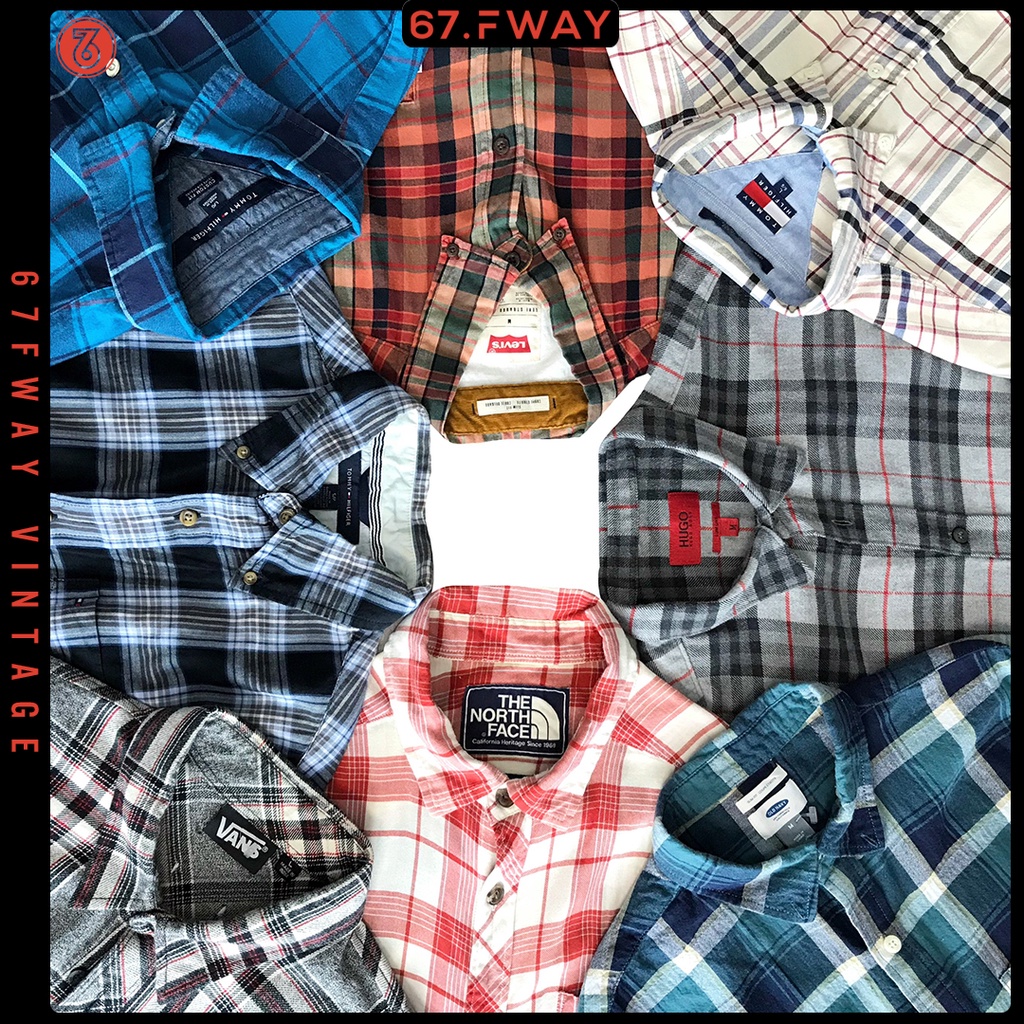 [Hàng 2hand loại 1] 𝐅𝐋𝐀𝐍𝐍𝐄𝐋 𝗦𝗵𝗶𝗿𝘁 🔥Flannel Shirt Unisex mới 90-99%🔥 Sơ mi dạ kẻ Vintage
