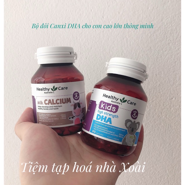 ( hàng có sẵn đủ bill) bộ đôi canxi và dha Healthy care