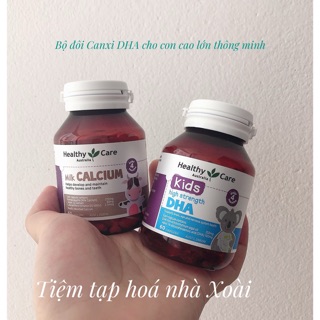 ( hàng có sẵn đủ bill) bộ đôi canxi và dha Healthy care
