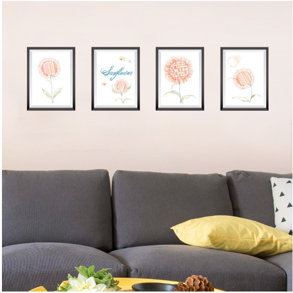 Decal trang trí tường4 khung Hoa sang trọng