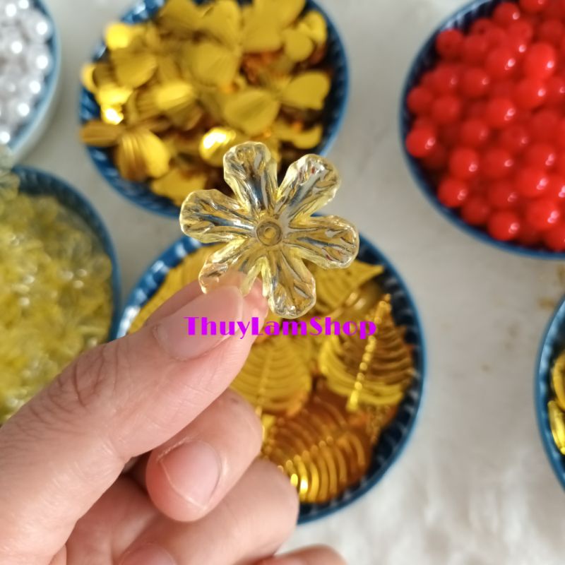 Bông mai pha lê 6 cánh làm cây kim tiền, cây cành vàng lá ngọc, cây tài lộc