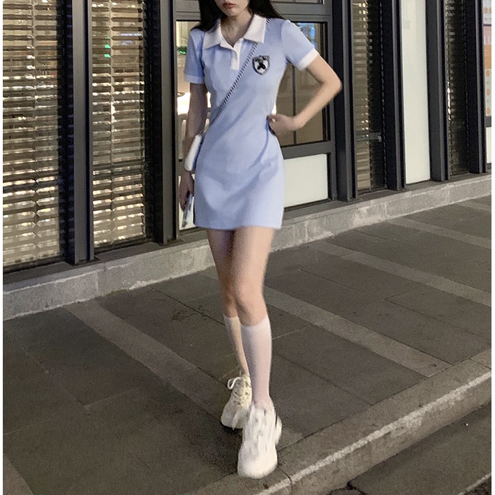 Đầm polo Perty thêu họa tiết xinh xắn thời trang cho nữ