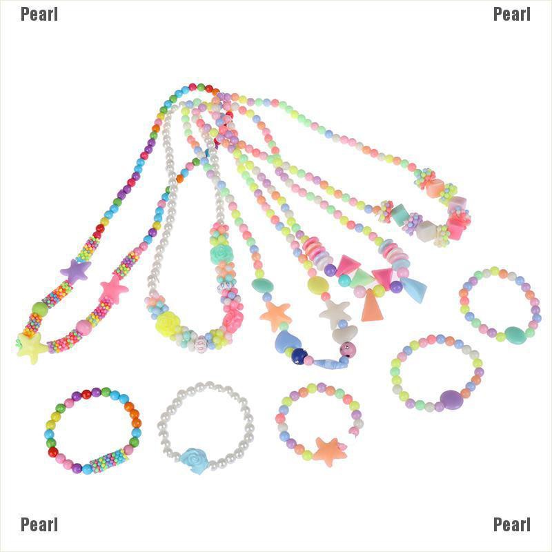 Ngọc Trai❦✨ 1 Bộ Vòng cổ Chuỗi Hạt Nhiều Màu Sắc Handmade Dành Cho Trẻ Em