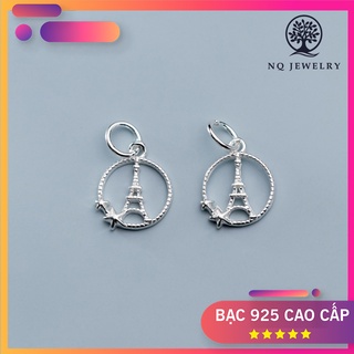 Charm bạc hình tròn chứa tháp treo