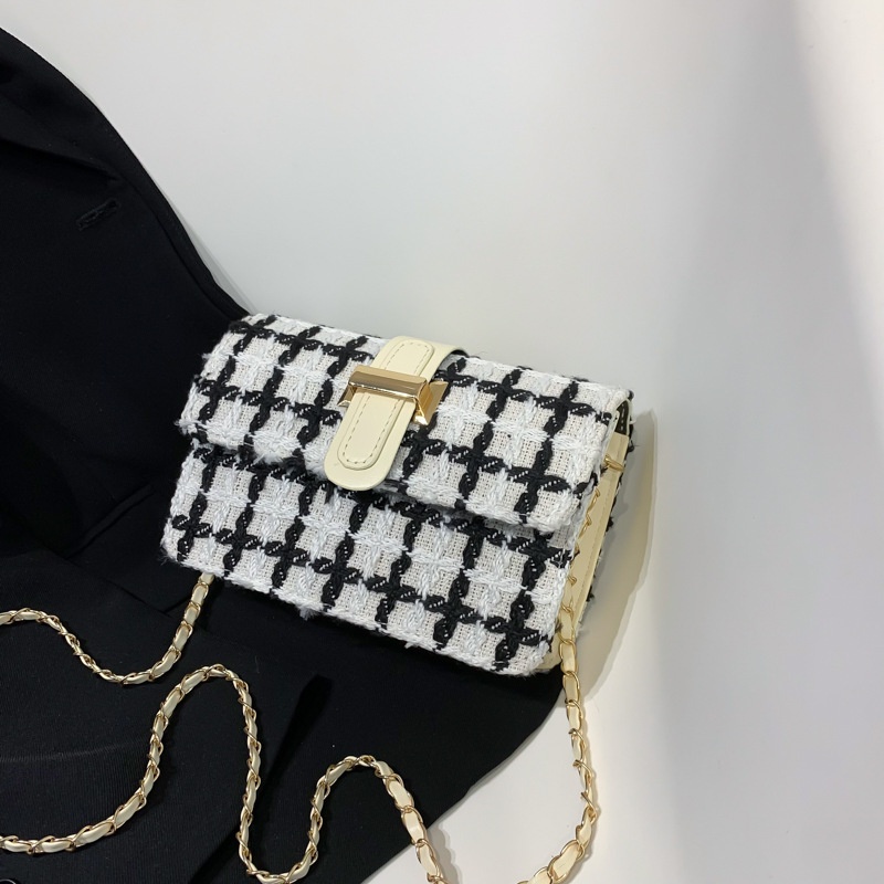 Túi Xách Len Đeo Vai Phối Dây Xích Phong Cách Thời Trang Hàn Quốc Dành Cho Nữ