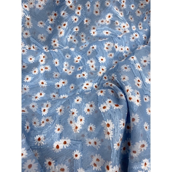 Vải voan thêu hoa nhí may áo - đầm - váy - áo dài