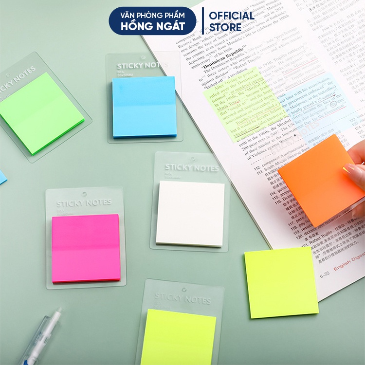Giấy note trong suốt nhiều màu, giấy ghi nhớ dễ thương cute nhỏ gọn 50 tờ đồ dùng học tập văn phòng phẩm GN09