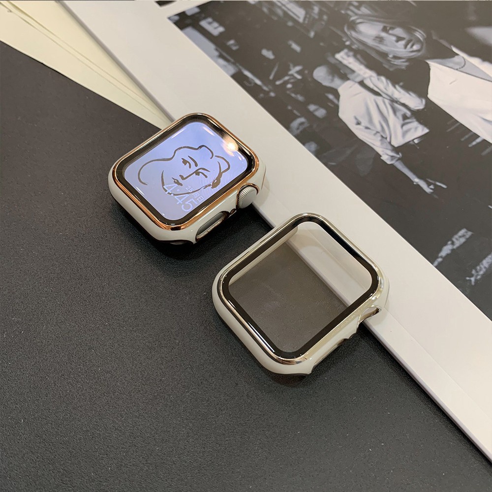 Vỏ bọc bảo vệ mặt đồng hồ có kính cường lực nhiều màu thích hợp cho Apple iWatch 6 5 4 3 2 SE T500 38mm 40mm 42mm 44mm