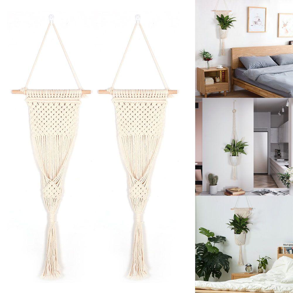 Giỏ Trồng Cây Bằng Dây Cotton Bện Kèm Giá Đỡ Tiện Dụng