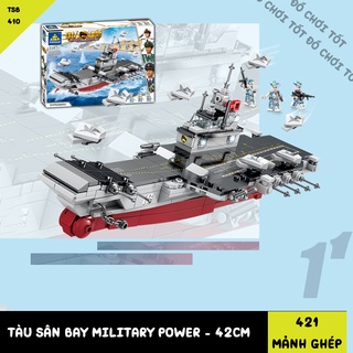 [421PCS – 42CM] ĐỒ CHƠI LẮP GHÉP TÀU SÂN BAY MILITARY POWER, CẢNH SÁT BIỂN TC 410