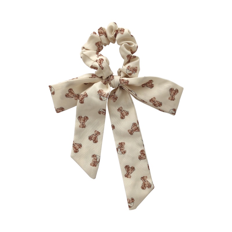 Dây buộc tóc phối nơ thắt nút họa tiết gấu Teddy dành cho nữ