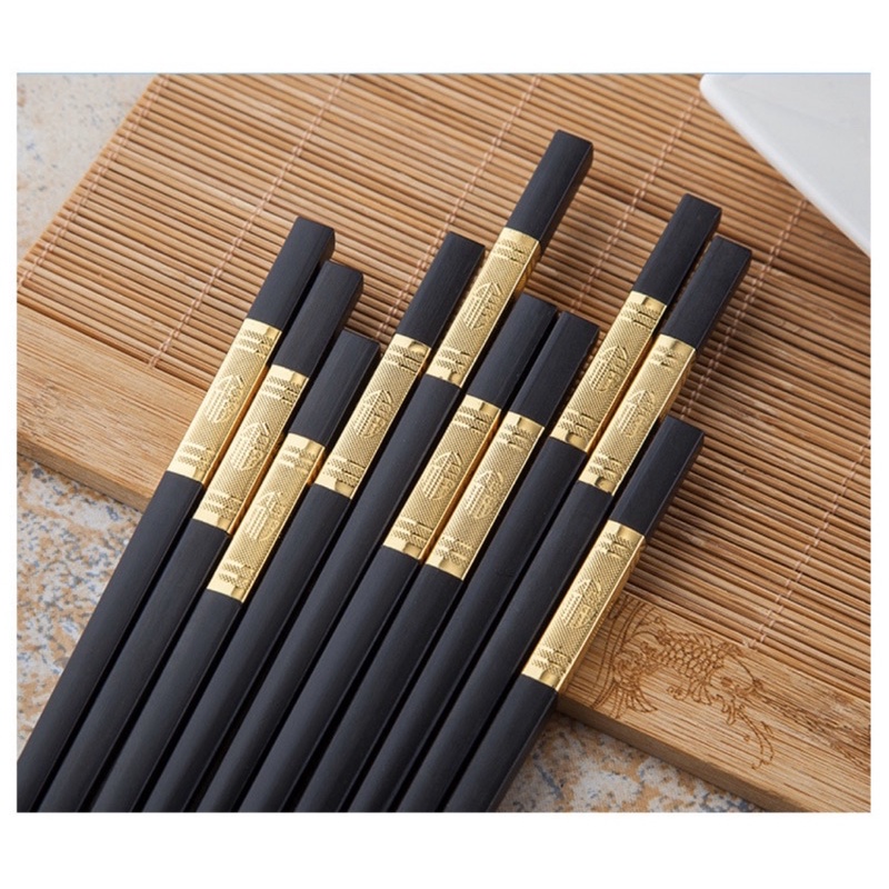 Bộ 10 Đôi Đũa Nhựa Mạ Vàng Cao Cấp Sang Trọng - D09
