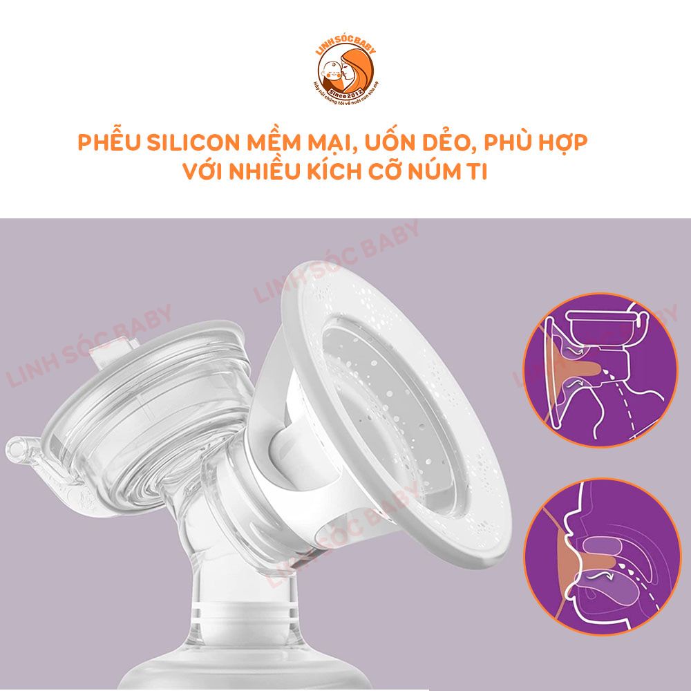 Máy hút sữa Philips Avent Eureka Plus SCF394.11|Đệm mát xa silicon mềm mại, dùng điện hoặc pin sạc
