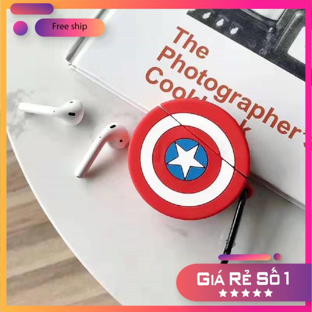 Airpods Case ⚡ Tặng Móc Đeo ⚡ KHIÊN CAPTAIN AMERICA Case Tai Nghe Không Dây Airpods 1/ 2/ i12/ PRO - Châts Case Store