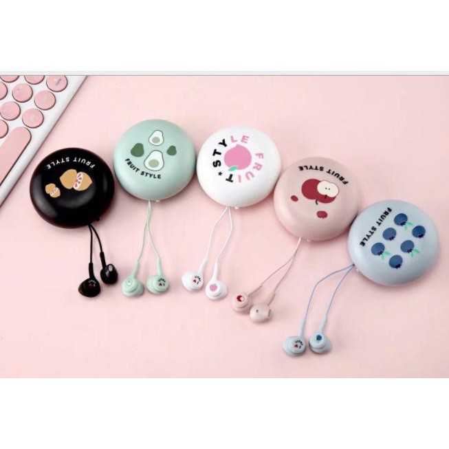tai nghe hoa quả hộp tròn xy-10 xy-01 tai nghe túi rút cute kn-6081 tai nghe dễ thương