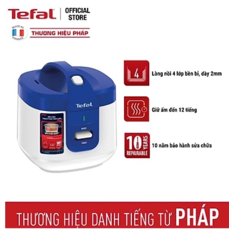 Nồi cơm điện cơ Tefal RK361168 siêu bền - 1.5L - Công suất 700W - hàng chính hãng (Freeship HCM) - Xanh Dương & Trắng