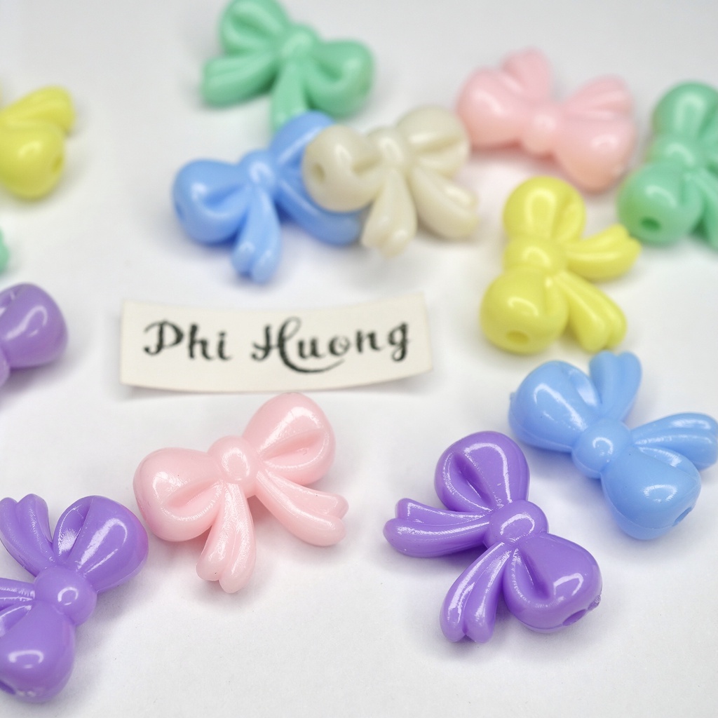 Gói 10g - 25g hạt cườm nhựa hình hoa, ngôi sao, trái tim, chữ, số xỏ vòng tay handmade