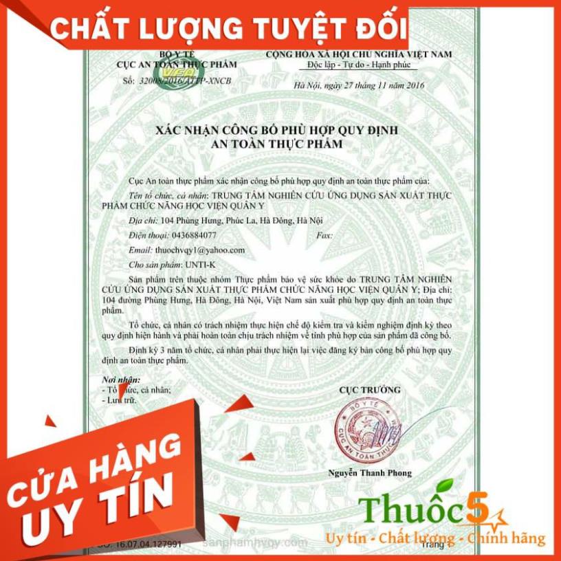 Unti K Viên uống phòng ngừa ung thư UntiK Học viện Quân Y 60 viên hộp