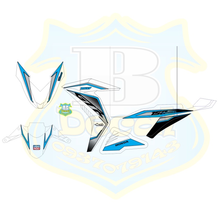 ( Quí khách vui lòng mang ra tiệm cho thợ dán ) Tem winner GTR trắng xanh new