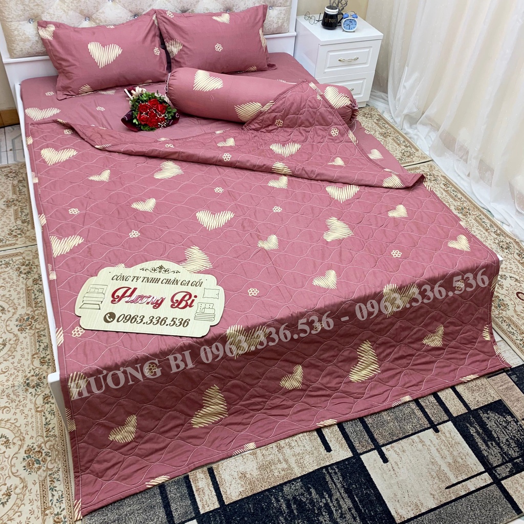 Bộ Chăn hè Ga Gối Cotton Poly Combo 5 Món - Hàng đẹp - Hương Vũ Bedding