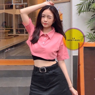 Set áo polo croptop kèm áo ống siêu xinh - B5N