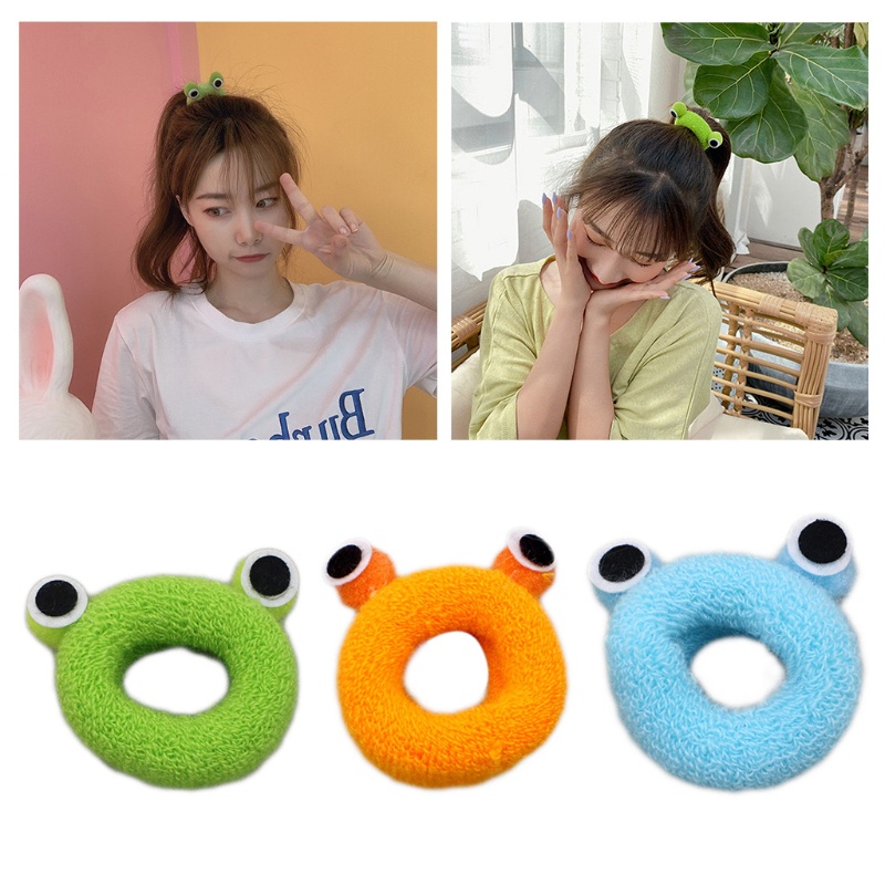 Set 4 Dây Cột Tóc Dày Dặn Màu Kẹo Ngọt Hình Mắt Ếch Dễ Thương Cho Nữ