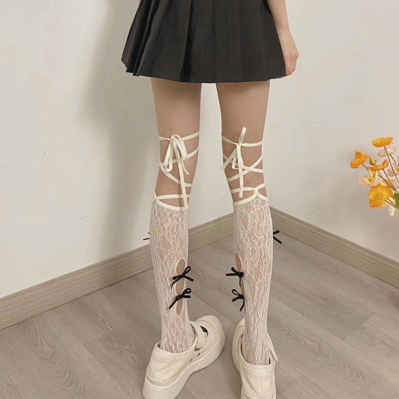XIXI Vớ Ren Rỗng Phối Nơ Phong Cách Lolita Ngọt Ngào Cho Nữ