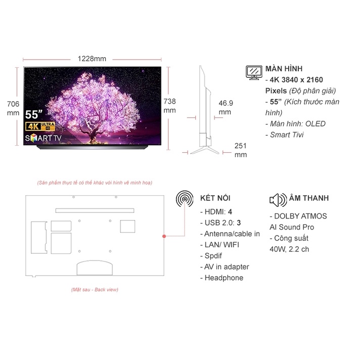 Tivi OLED LG 4K 55 inch OLED55C1PTB | WebRaoVat - webraovat.net.vn