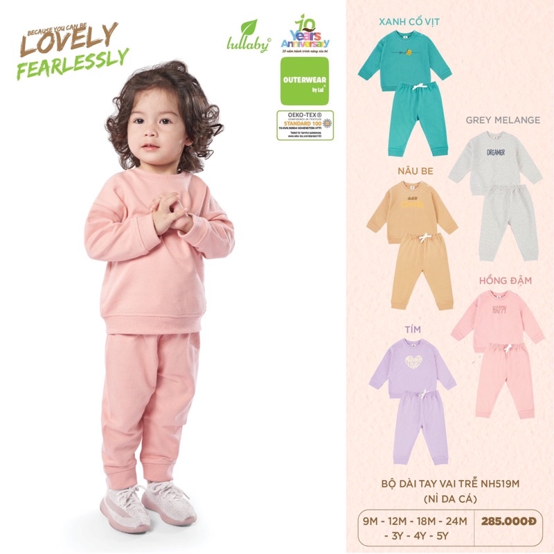 [Lullaby/Chính Hãng]Bộ dài tay raglan French Terry-Nỉ da cá NH70P
