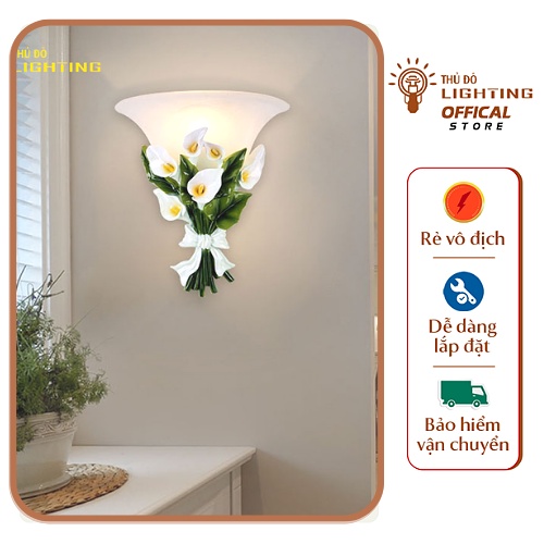 * Bảo hành 1 năm * Đèn Led treo tường gắn tường nhà cầu thang hoa rum trắng , đèn tường mạ đồng giá rẻ, DT6183B