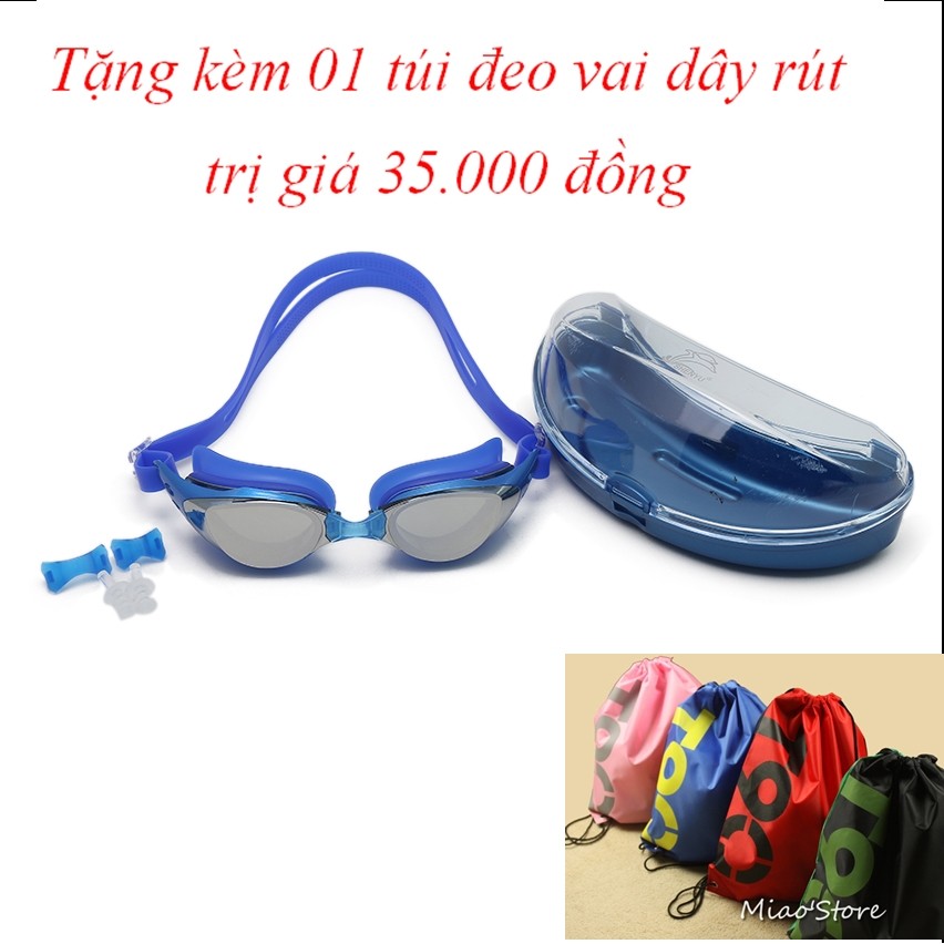 [Combo 2] Combo kính bơi Shenyu tráng bạc kèm túi đeo vai dây rút T90 tiện lợi KB 1028