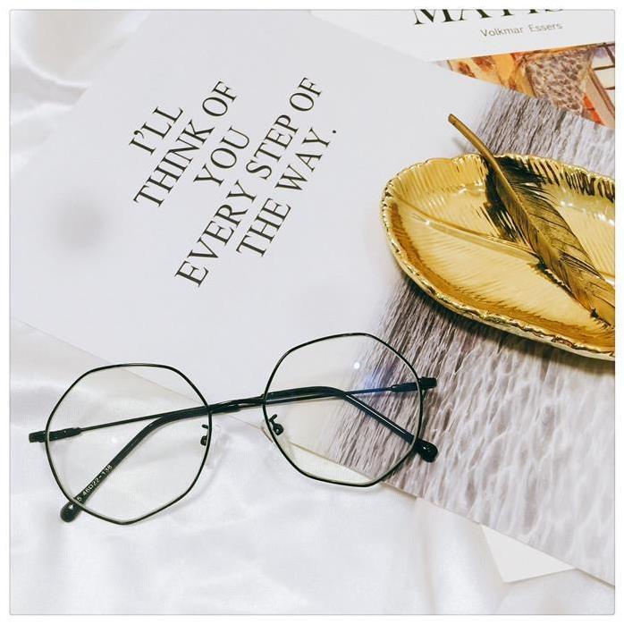 Gọng kính thời trang nữ mắt đa giác kim loại D138