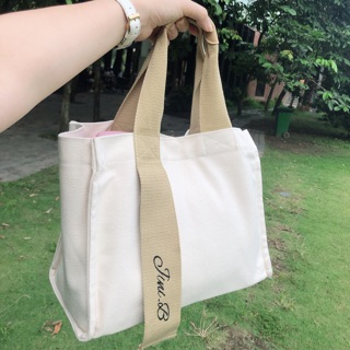 [MIỄN PHÍ THÊU TÊN] Túi xách canvas bỉm sữa - Tặng móc treo xe đẩy tiện lợi